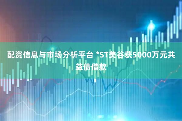 配资信息与市场分析平台 *ST美谷获5000万元共益债借款